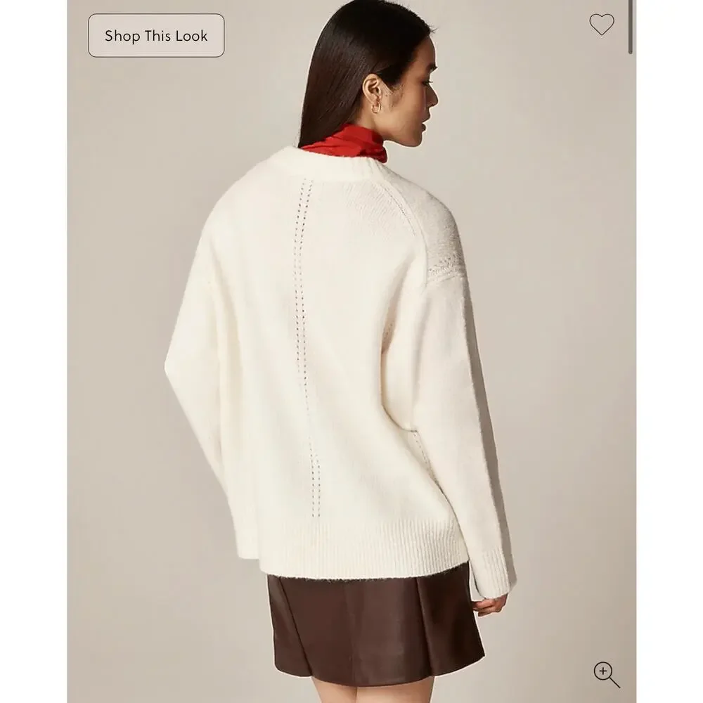 J. Crew Relaxed Crewneck Pullover Heather Ivory NWT size XS
